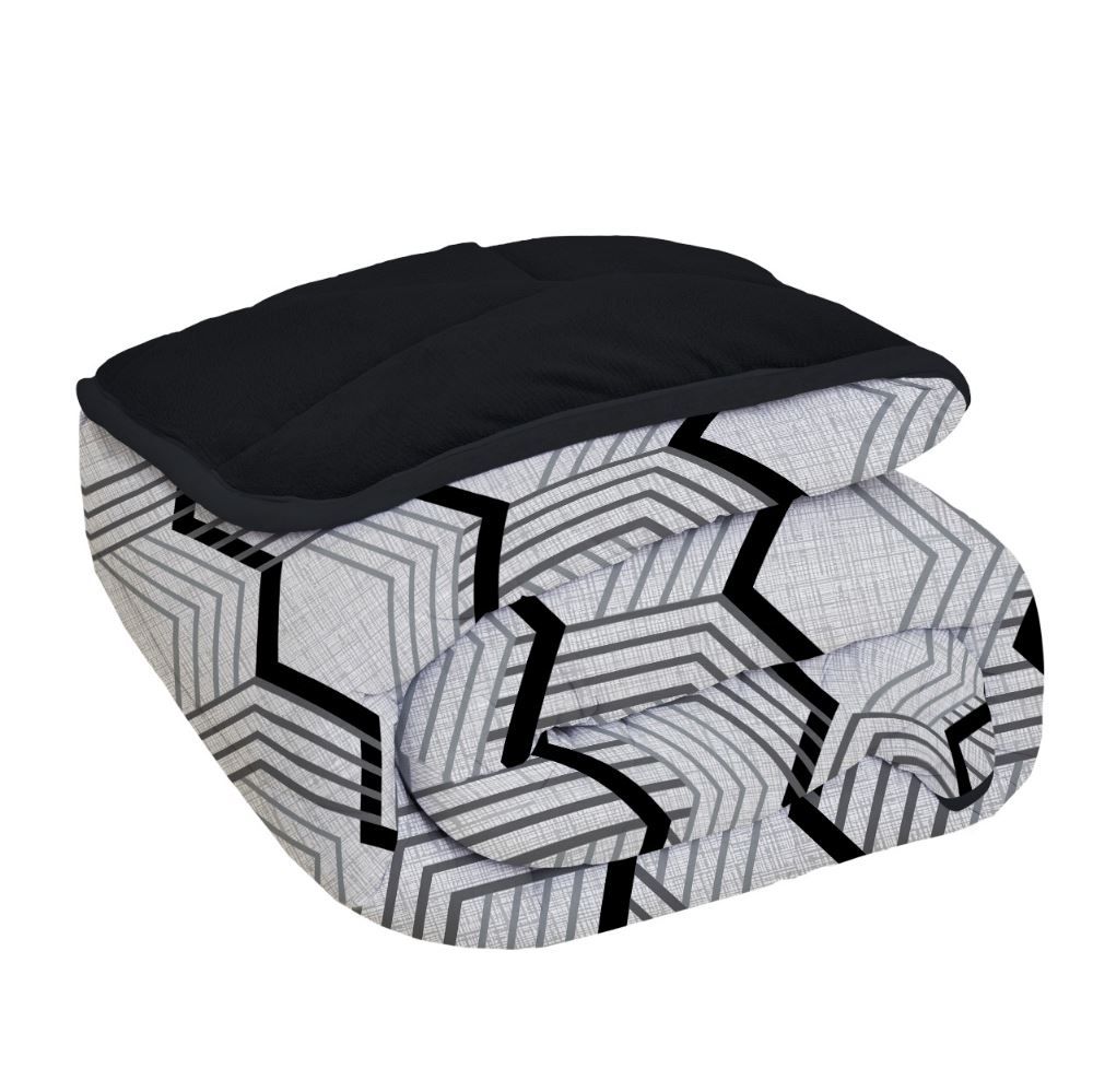 Edredom Solteiro Mônaco Plush Dupla Face Havan Casa - Carbon Preto