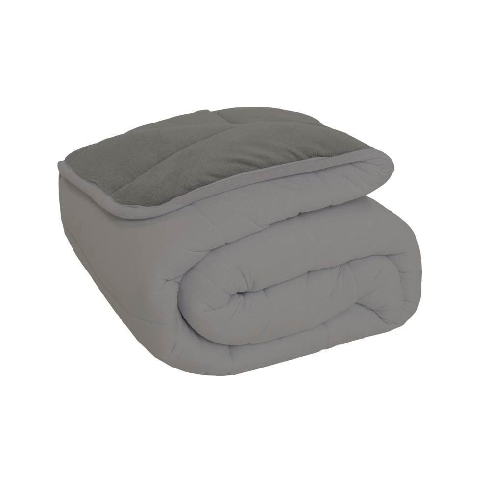 Edredom Solteiro Plush/Malha Liso Dupla Face Havan Casa - Taupe
