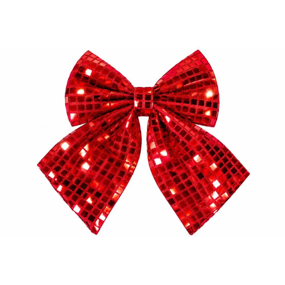 Enfeite Natalino Laço Vermelho Espelhado 24Cm Tuut