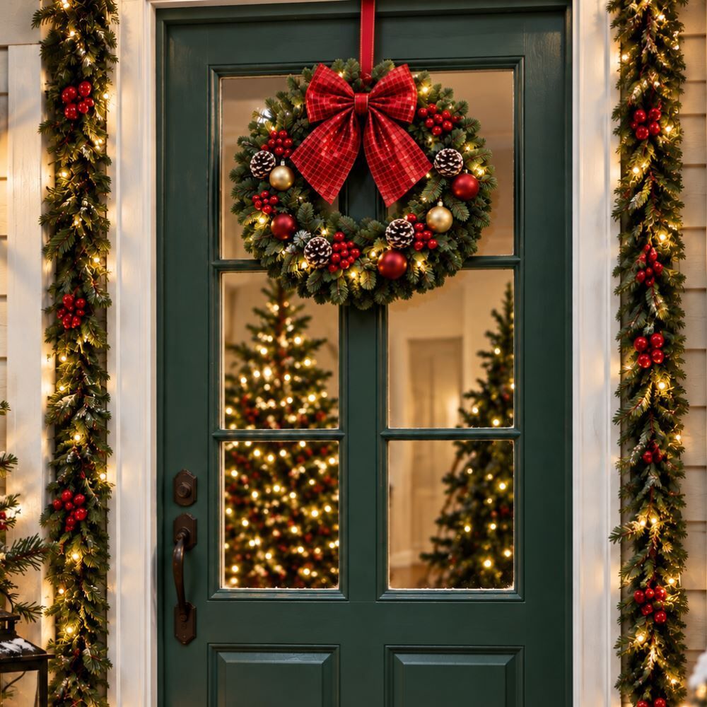 Enfeite Natalino Laço Vermelho Espelhado 24Cm Tuut