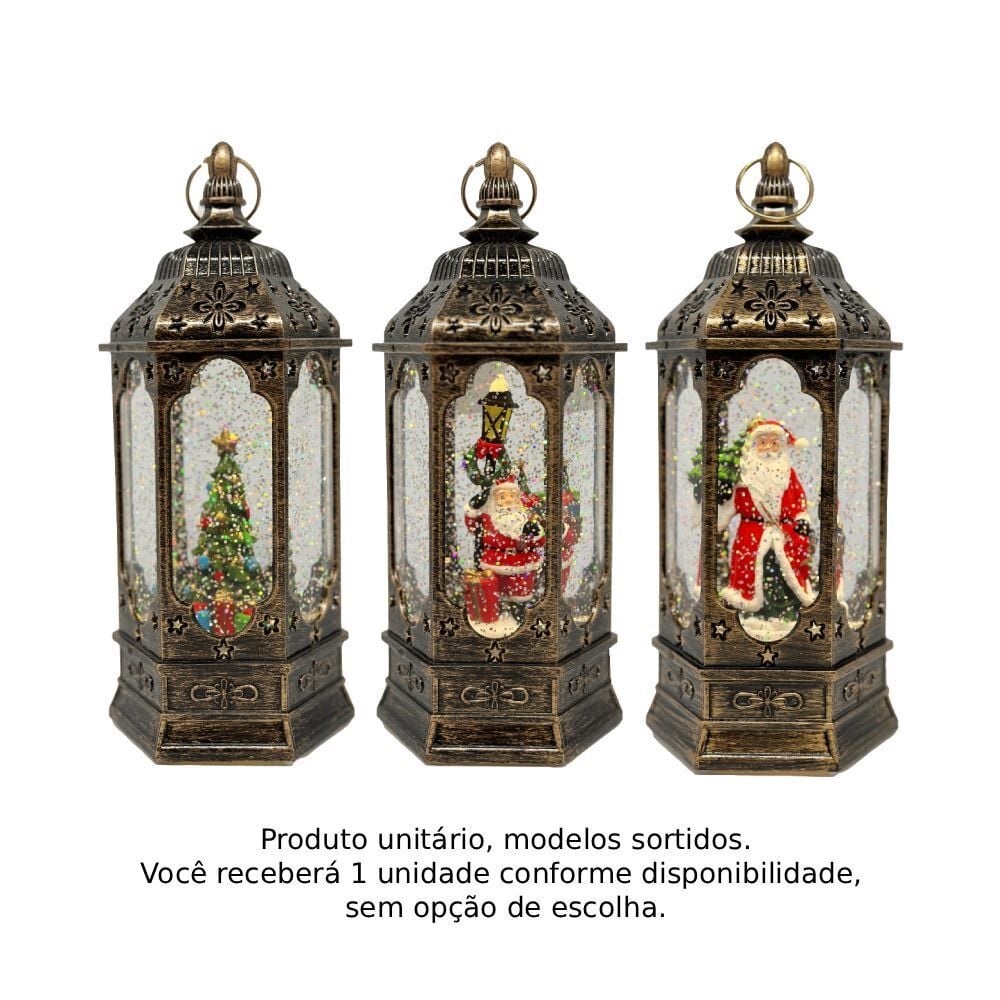 Enfeite Natalino Lanterna 23Cm com Glitter Rio Master - Sortido