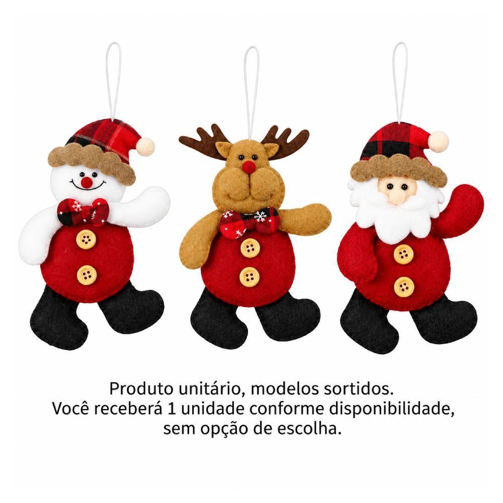 Enfeite Papai Noel Xadrez 15Cm Rio Master - Sortido