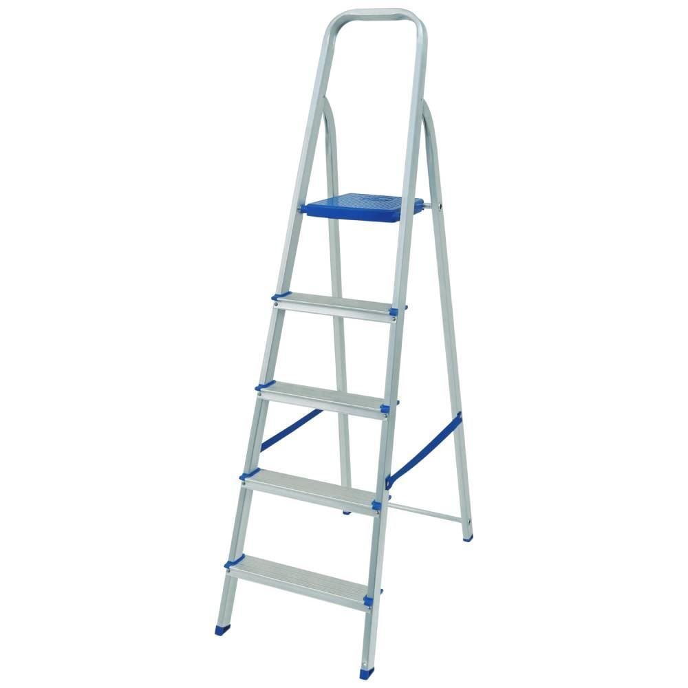 Escada Alumínio 5 Degraus Mor - Prata