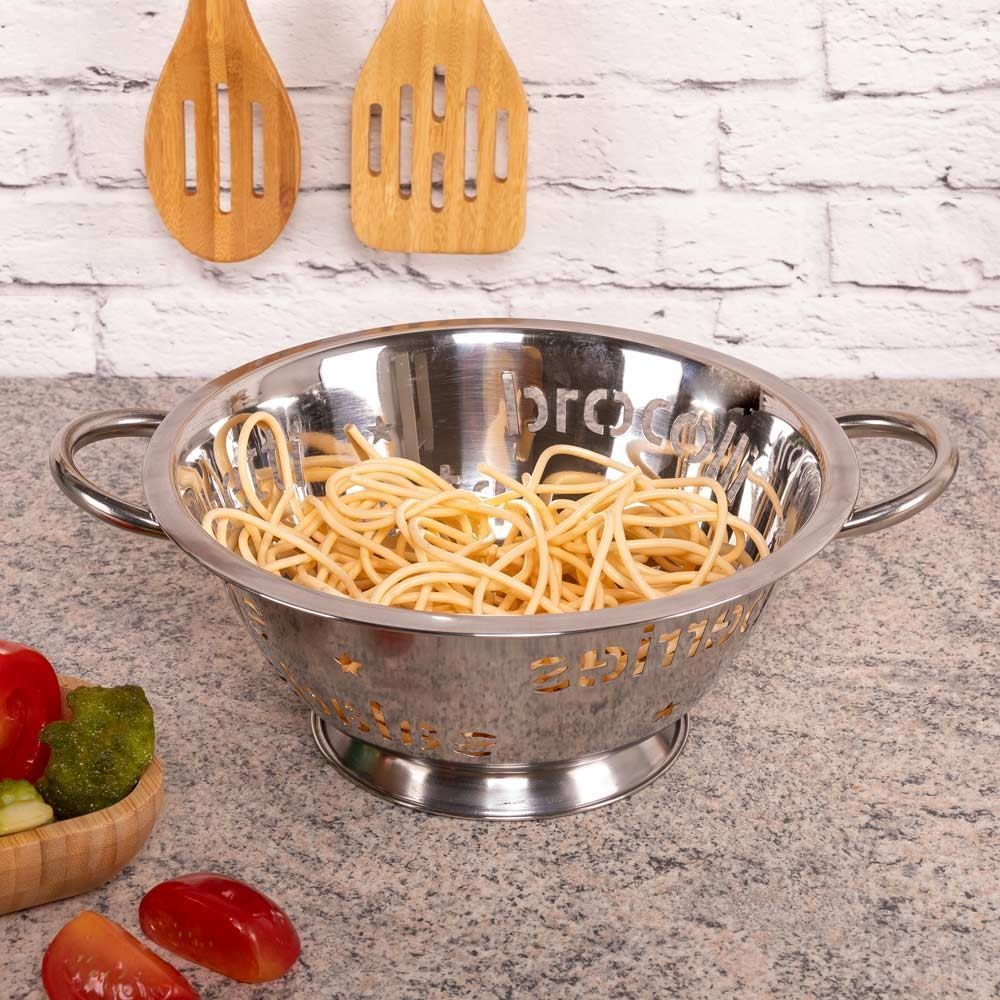 Escorredor De Macarrão Havan Casa Letrinhas 24Cm - Inox