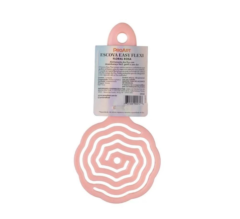 Escova De Cabelo Floral Easy Flexi Proart - Rosa