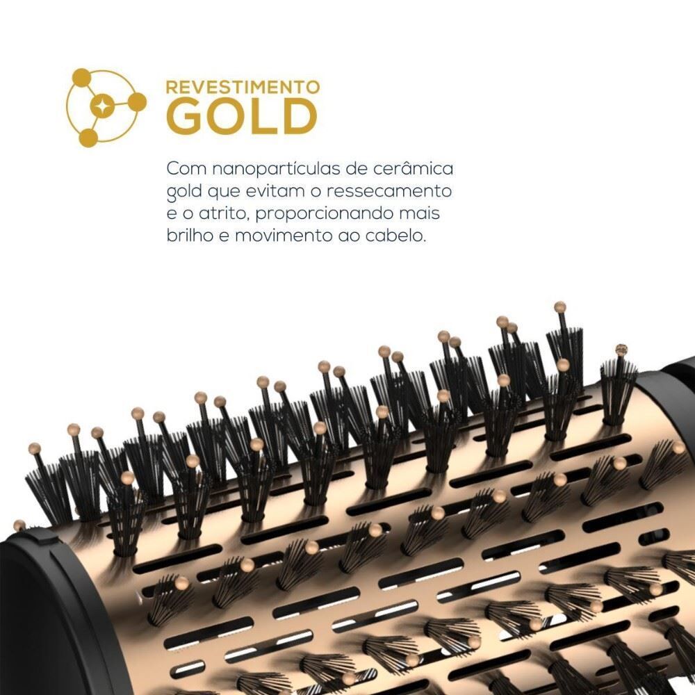 Escova Rotativa Britânia 2 em 1 1300W Gold Bivolt Ber21pd