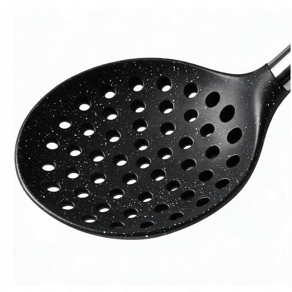 Escumadeira de Silicone Cabo em Inox 34,5 cm Duo Preto Brinox