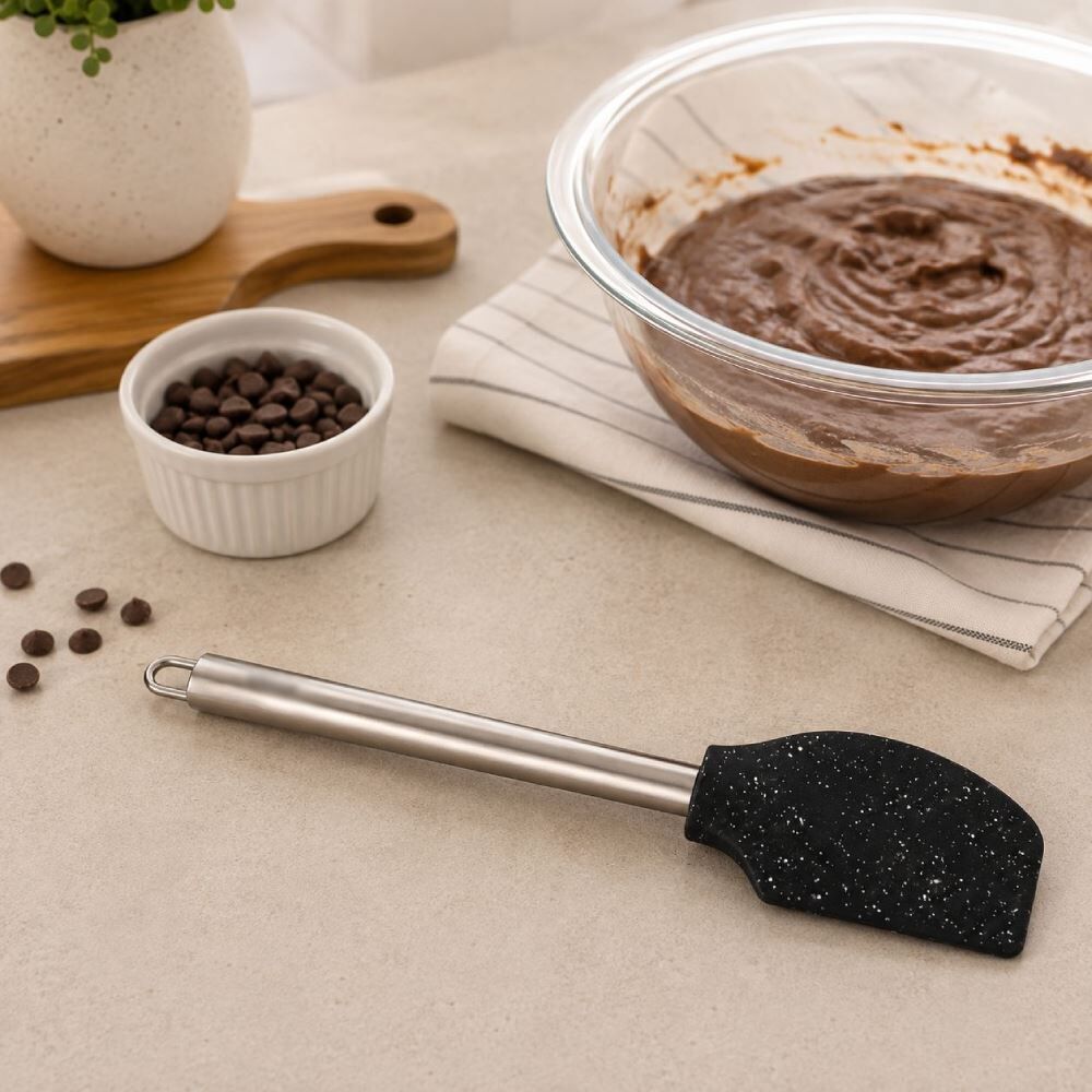 Espátula Silicone com Cabo Inox Duo Preto Brinox 33 cm