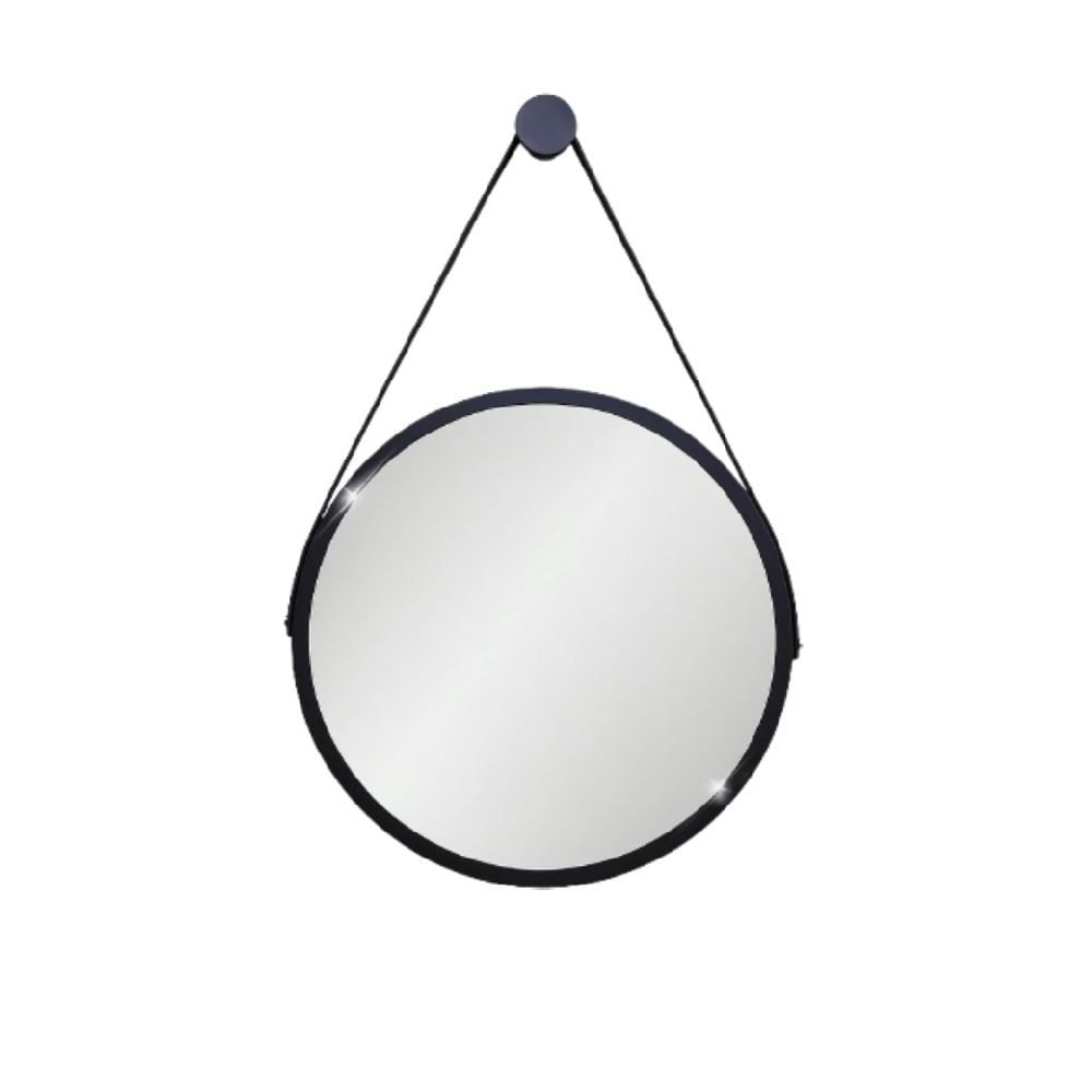 Espelho Redondo Com Alça Adnet Reduna 40 Cm - Preto 