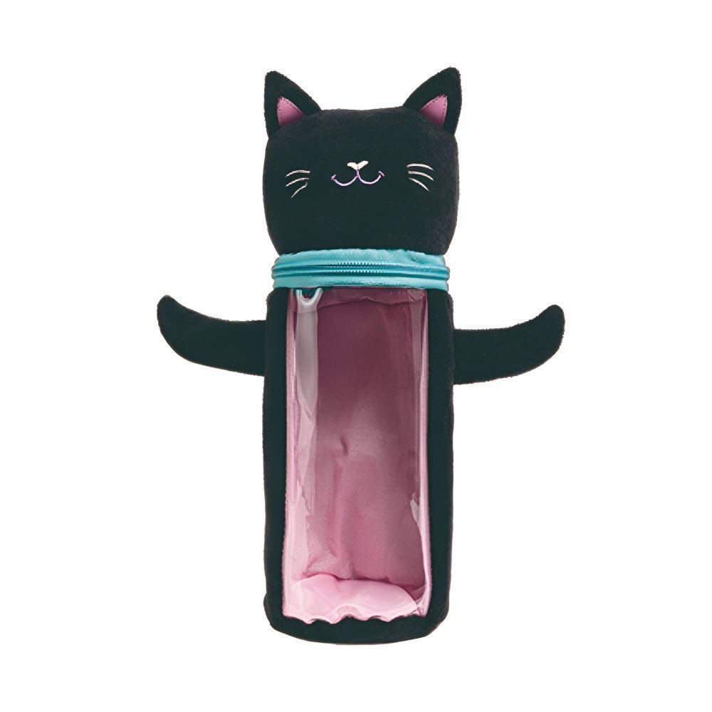 Estojo Infantil Pelúcia Gatinho Tilibra - Preto
