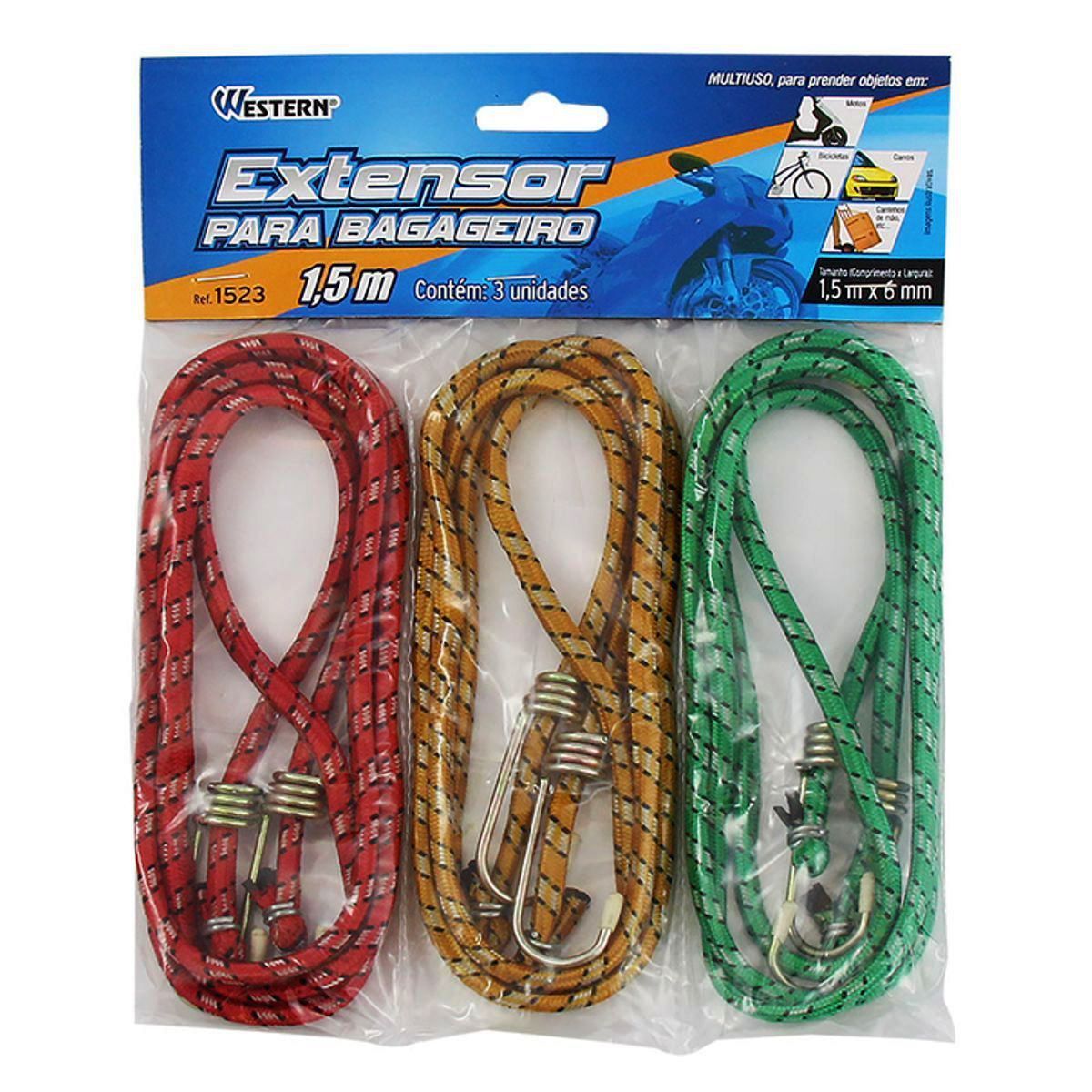 W3.8 ROPE WANTKEY exclusive 2本SET Extensores Elásticos Para Bagageiro 1,5M X 6Mm 3 Peças Western - 1523