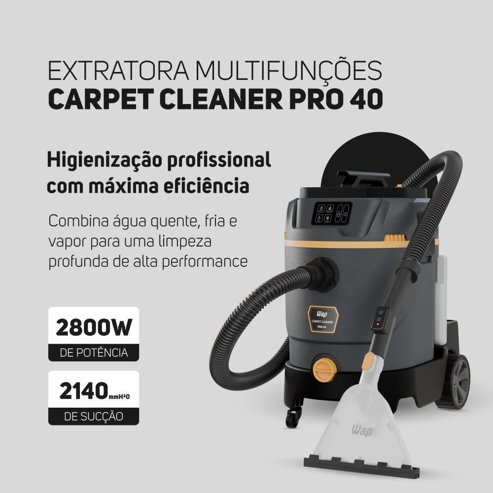 Extratora Barril 4 em 1 Wap Carpet Cleaner Pro 40 Com Vapor