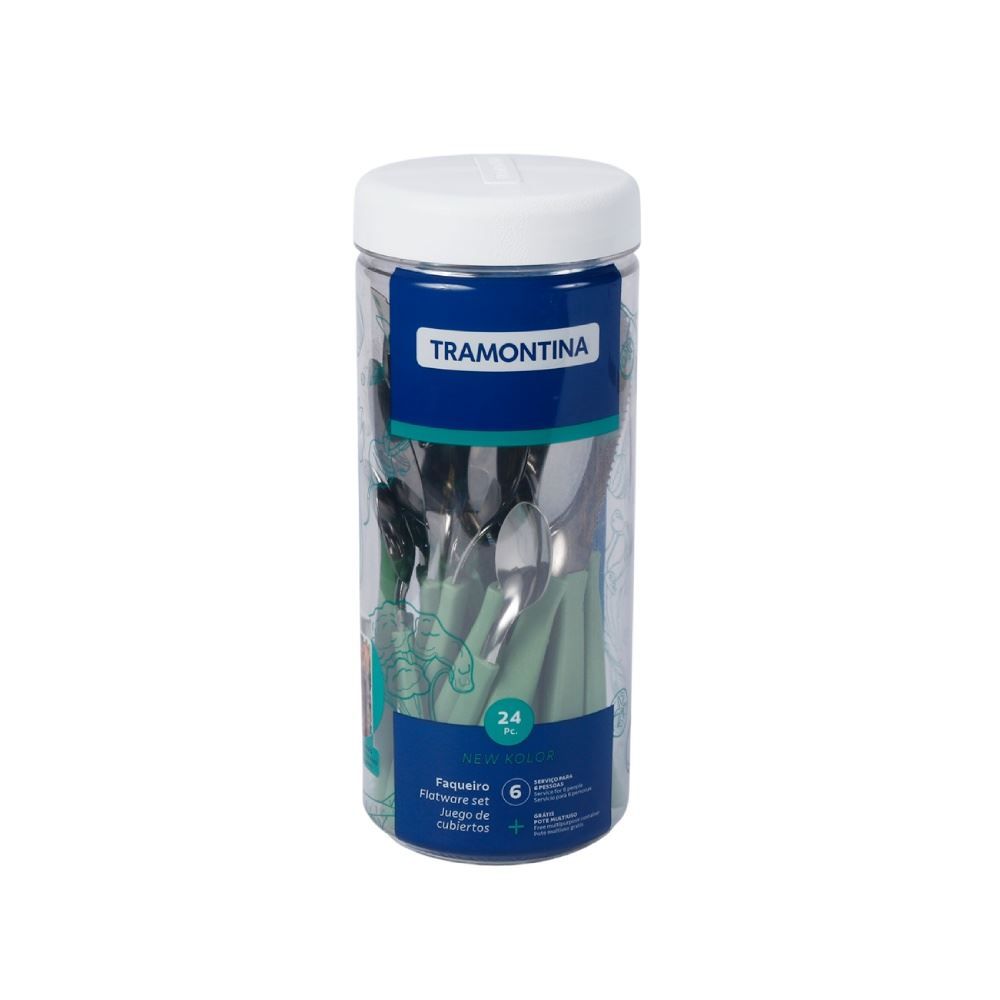 Faqueiro Tramontina New Kolor Aço Inox 24 Peças - Turquesa