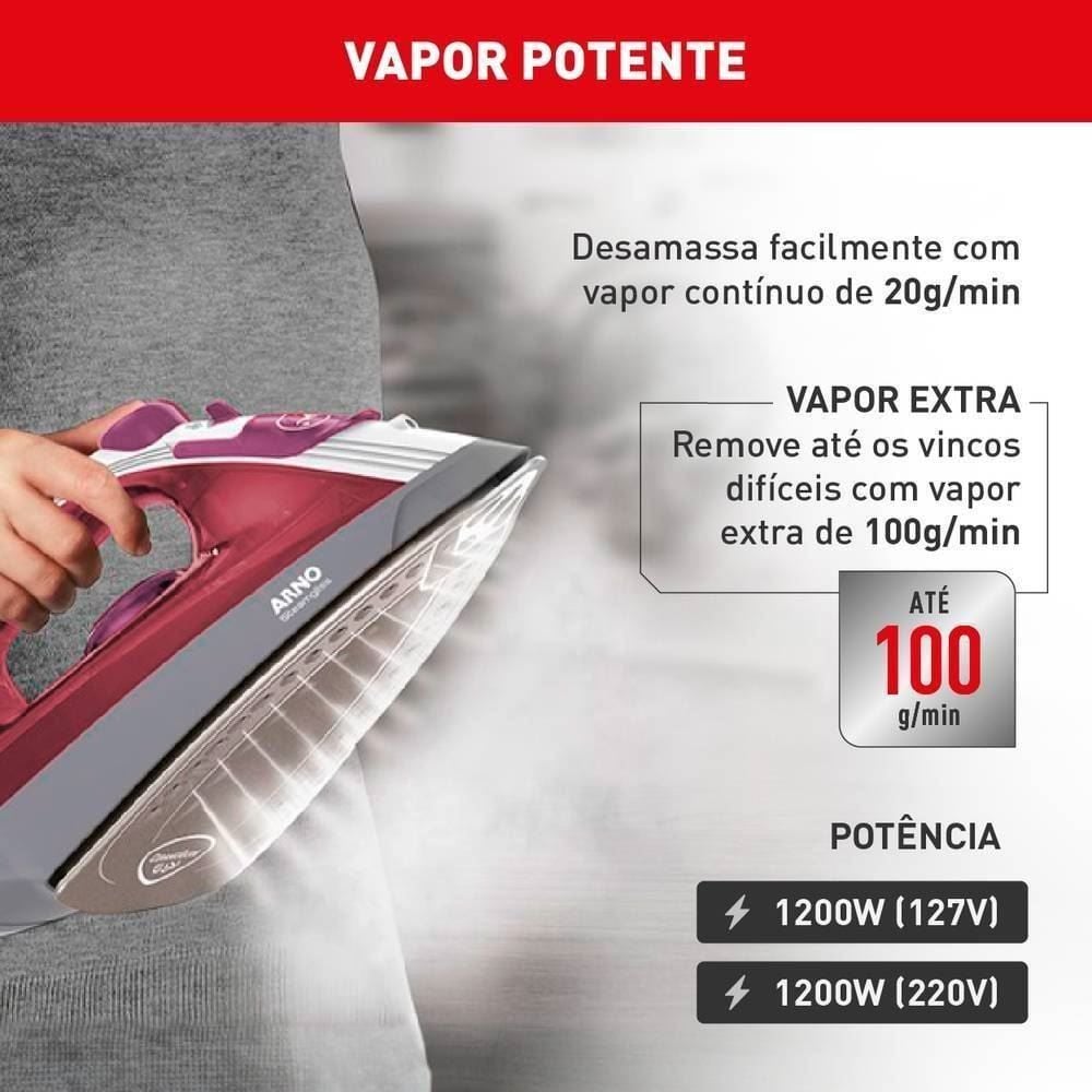 Ferro De Passar A Vapor Arno Steamgliss Com Base Cerâmica FSGC