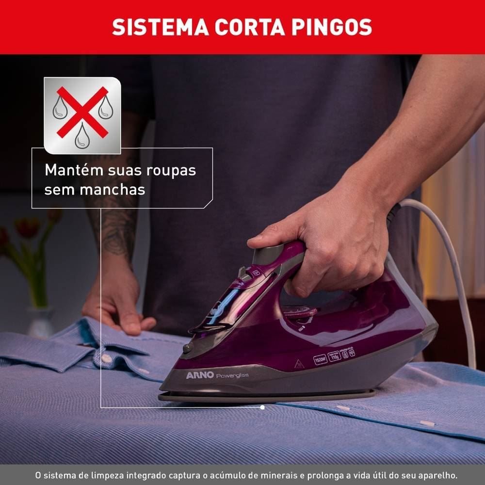 Ferro De Passar a Vapor Powergliss Base Cerâmica XGlide FPO1 Arno