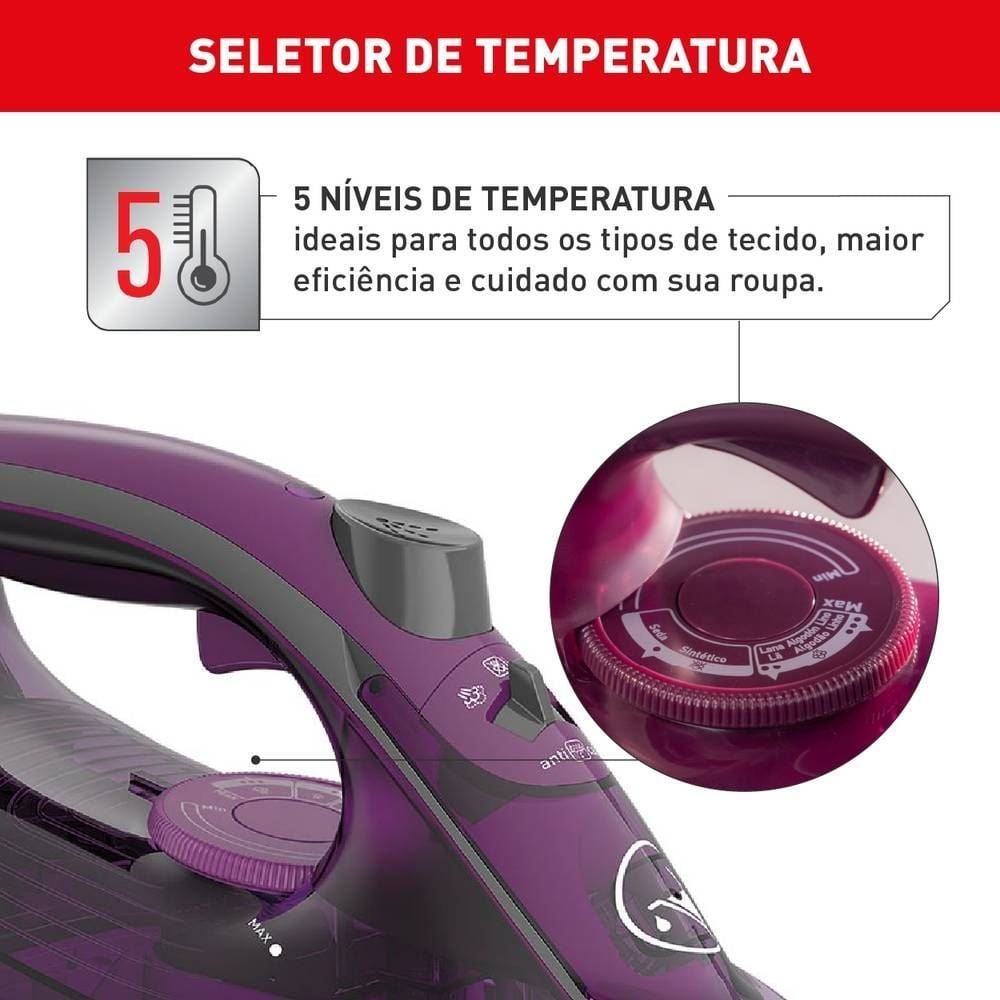 Ferro De Passar a Vapor Powergliss Base Cerâmica XGlide FPO1 Arno