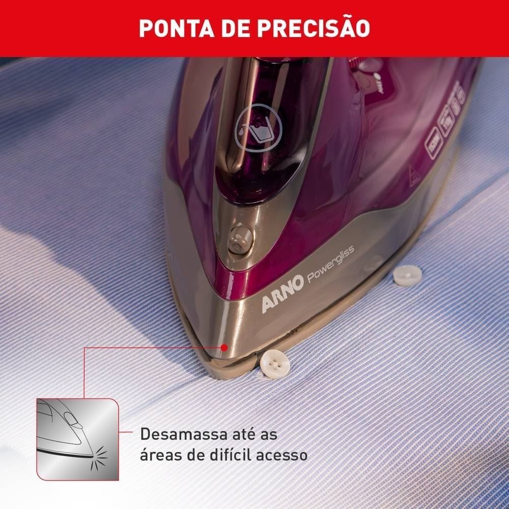 Ferro De Passar a Vapor Powergliss Base Cerâmica XGlide FPO1 Arno