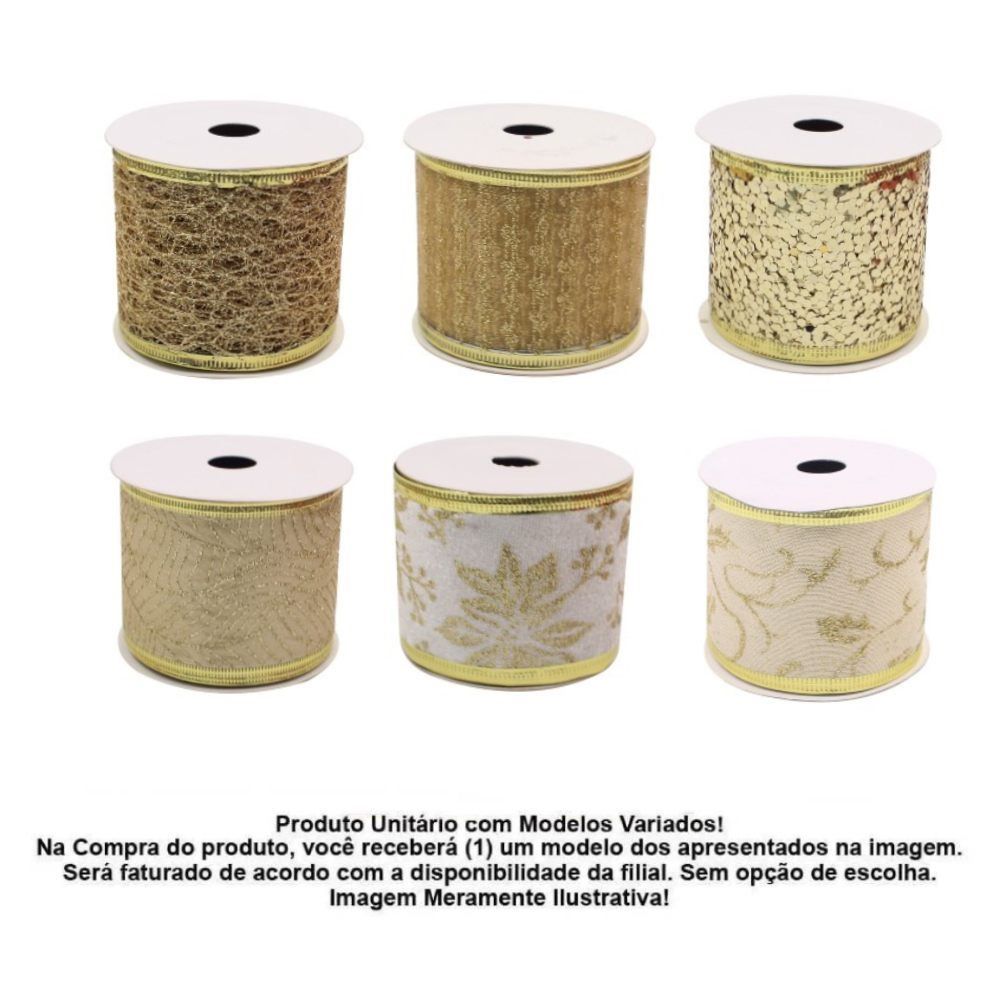 Fita Natalina 5 M X 6,3 Cm Dourado Havan Casa - Sortido