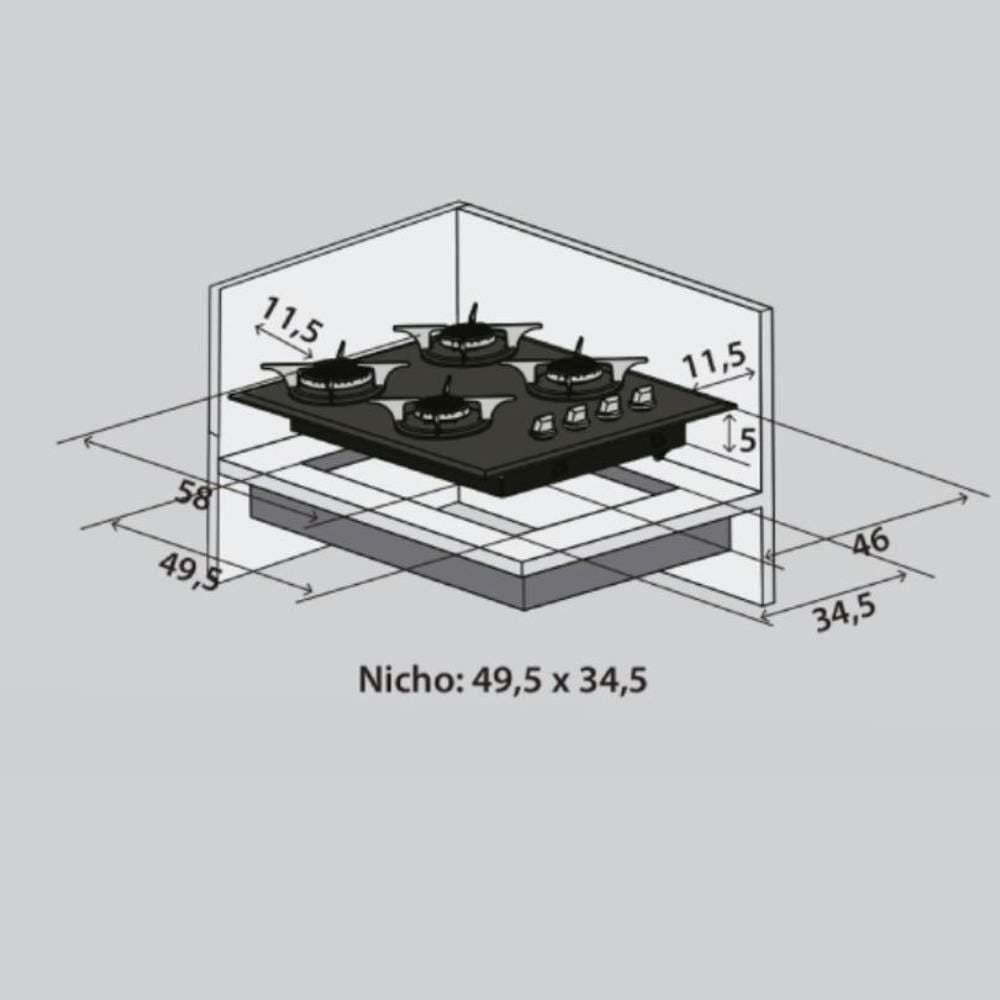 Fogão Cooktop Britânia 4 Bocas Mesa De Vidro Bct4p - Bivolt