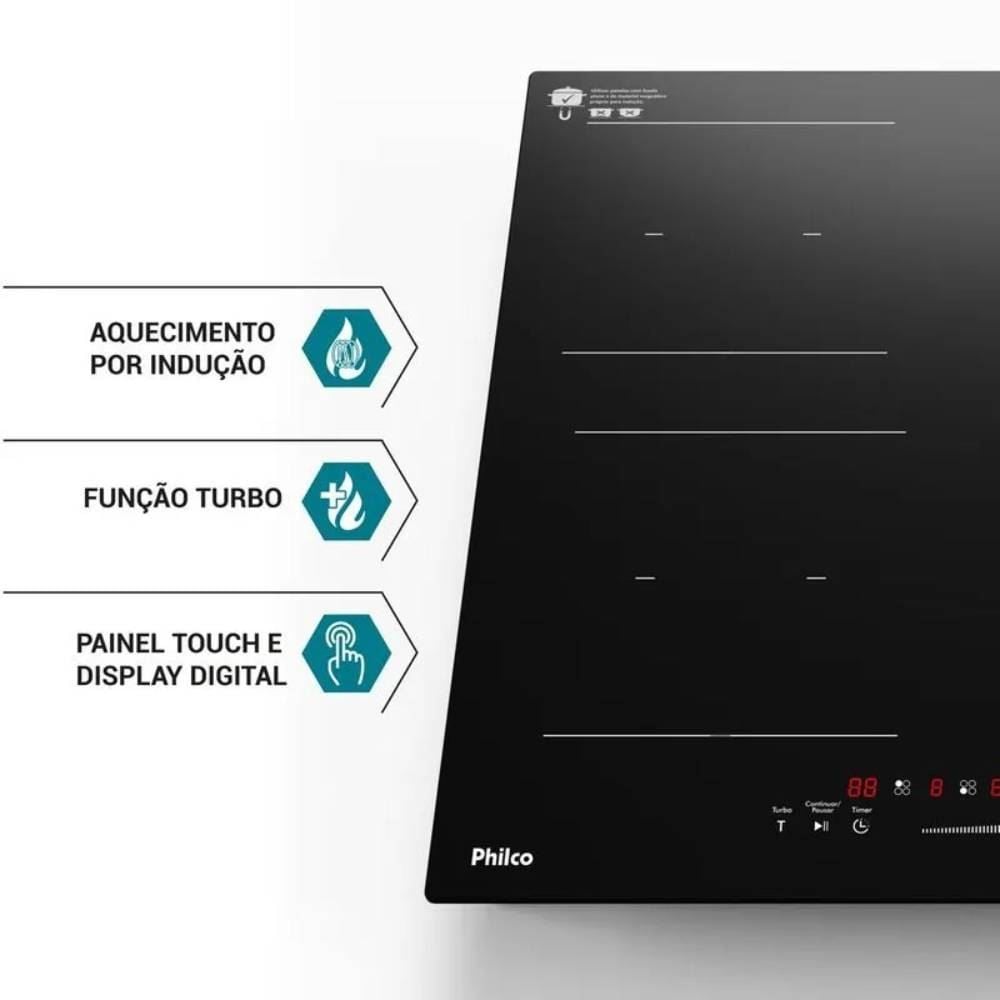 Fogão Cooktop De Indução Philco 4 Bocas Pctq1 - 220V