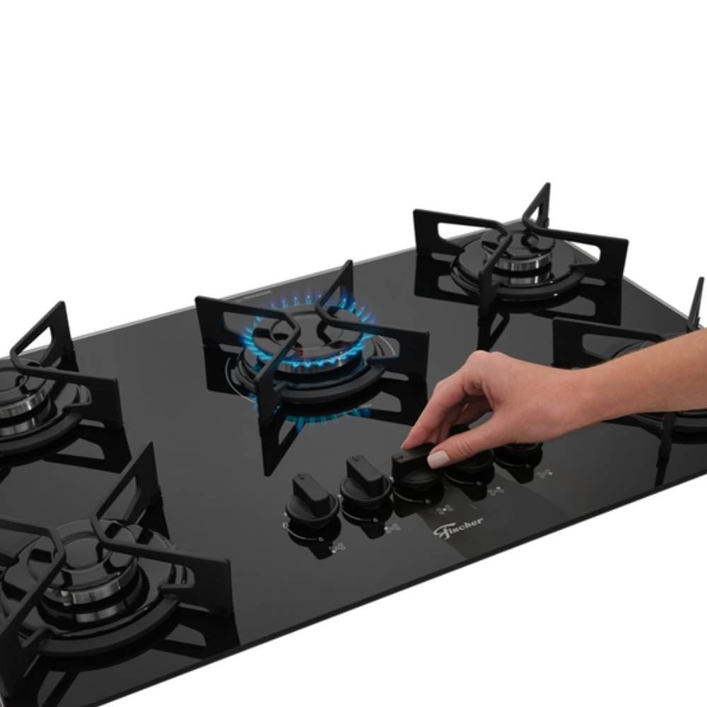 Fogão Cooktop Fischer 5 Bocas Fit Line Trempe Iron - Bivolt
