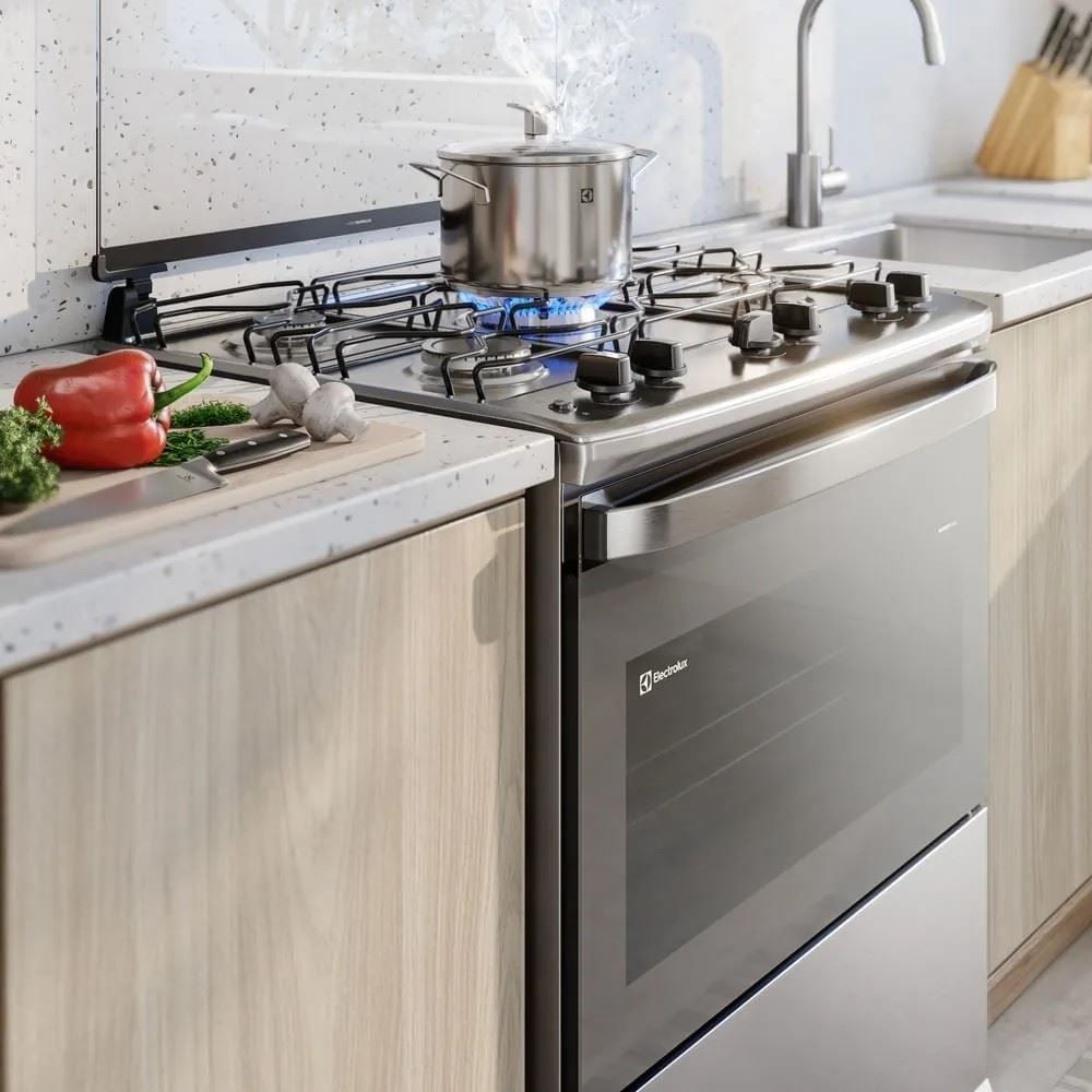 Fogão de Piso 5 Bocas Electrolux Cinza Efficient Fe5ig