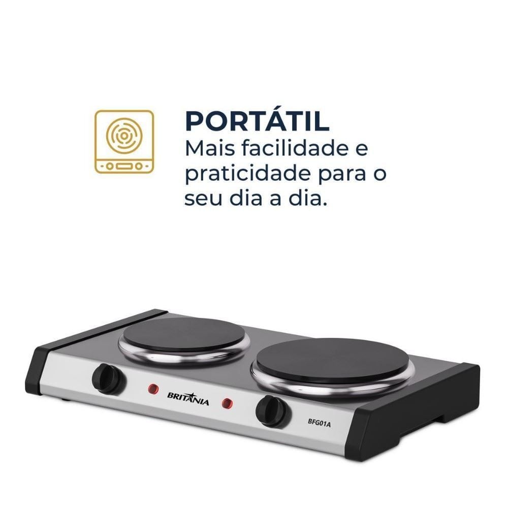 Fogão Elétrico Britânia 2 Bocas Aço Inox BFG01A