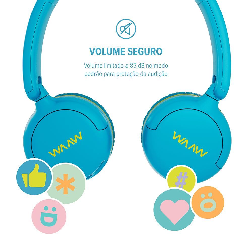 Fone de Ouvido Bluetooth Kids Waaw Joy 200 Azul