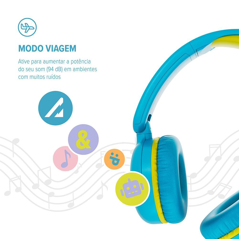 Fone de Ouvido Bluetooth Kids Waaw Joy 200 Azul