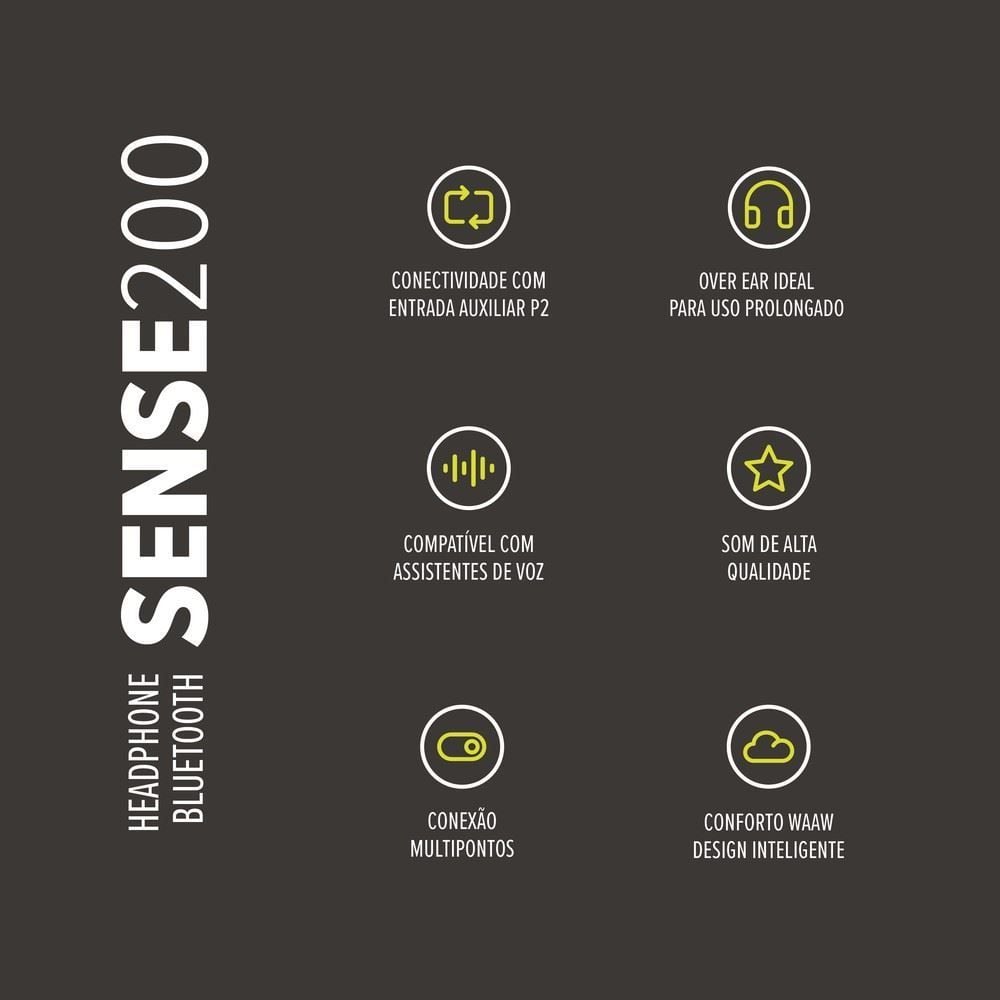 Fone de Ouvido Waaw by Alok Bluetooth Sense 200Hb - Preto