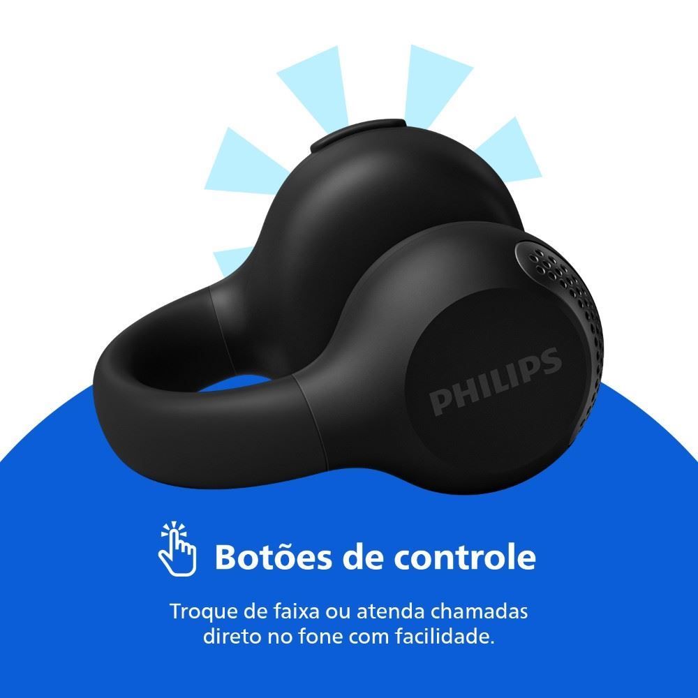 Fone de Ouvido Philips Tws Ear Clip Preto Taq2000
