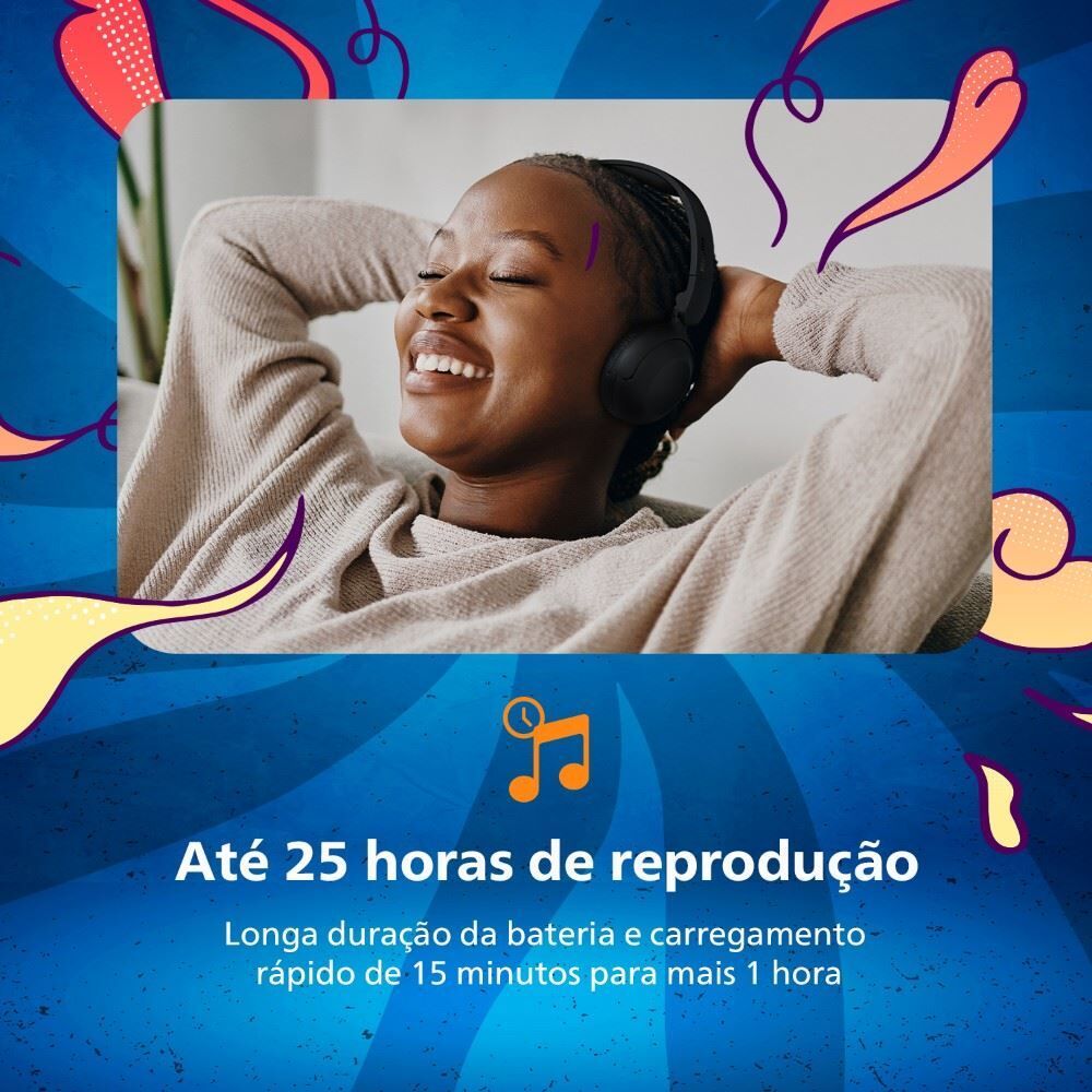 Fone de Ouvido Philips Headphone Bluetooth Tah2209bk - Preto