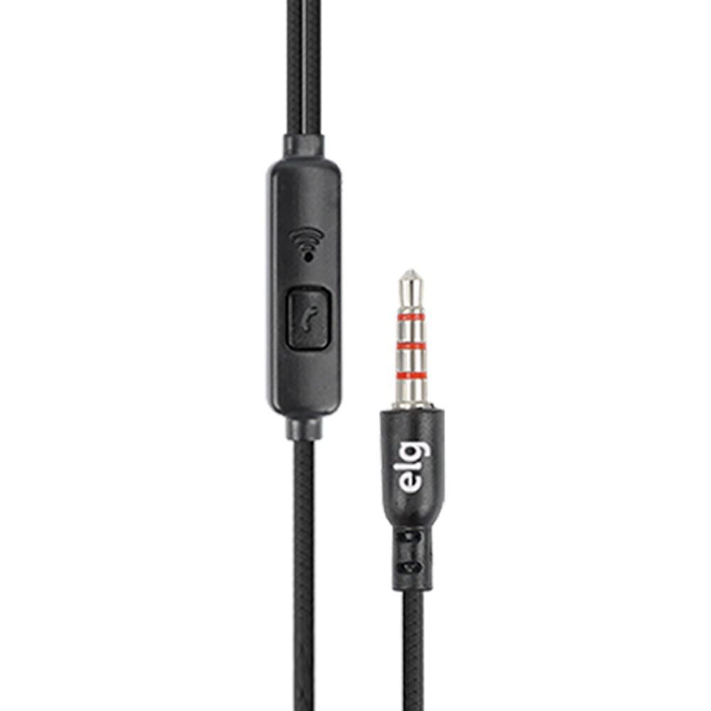 Fone de Ouvido Intra-Auricular Cabo 1,2 Metro Elg Encaixe Confortável - Preto