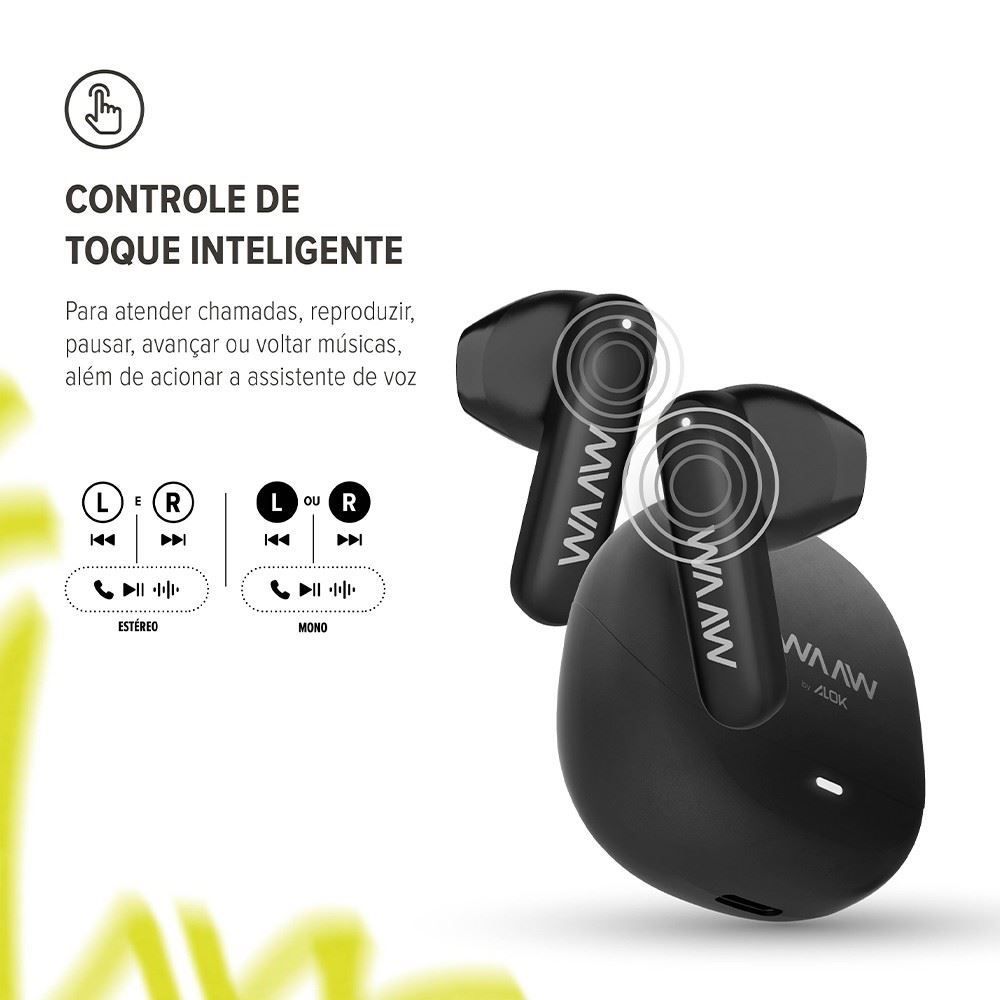 Fone de Ouvido Waaw Mob 210 22 Horas de Bateria