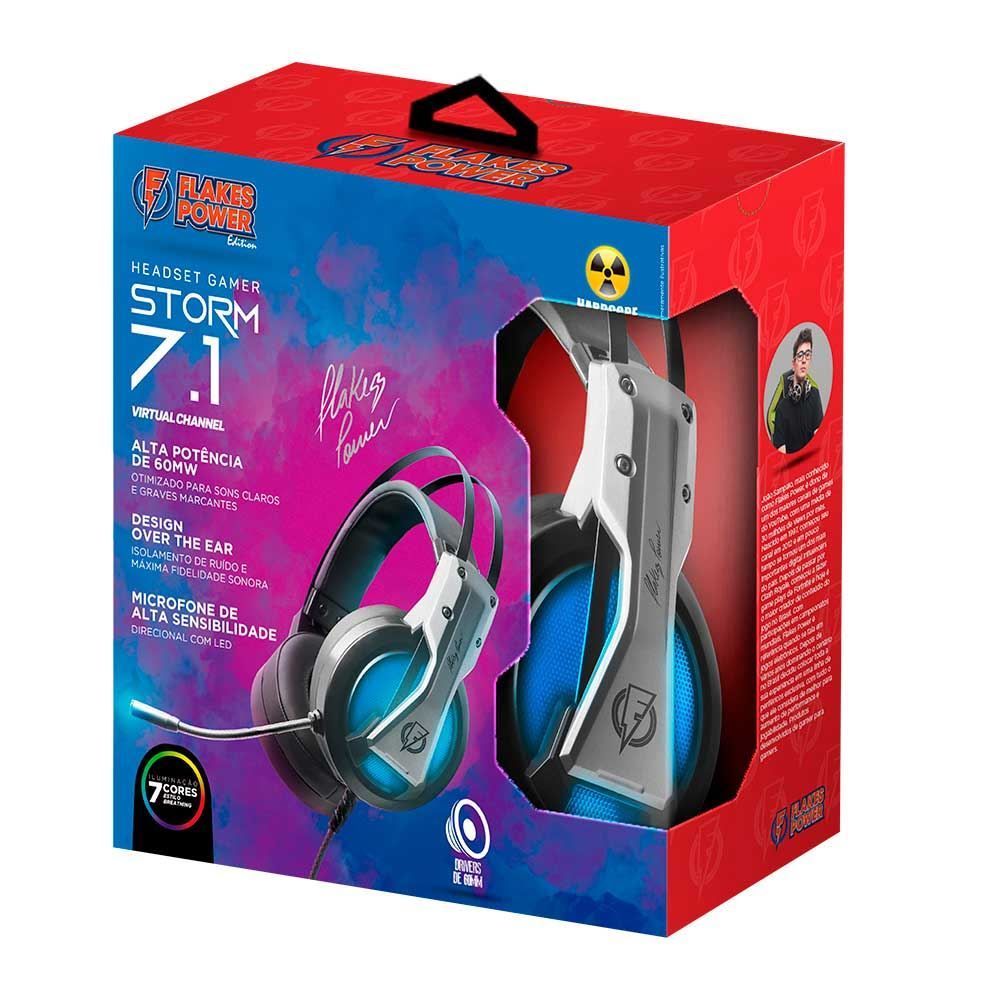 Fone Gamer Com Áudio 7.1 Virtual Elg Storm Flakes Power Flkh001 - Preto