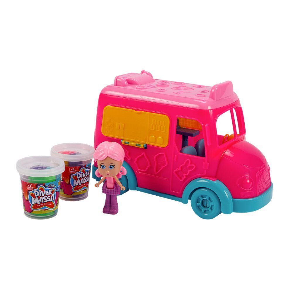 Carrinho Food Truck Diver com Boneca e Massinha Divertoys - sortido