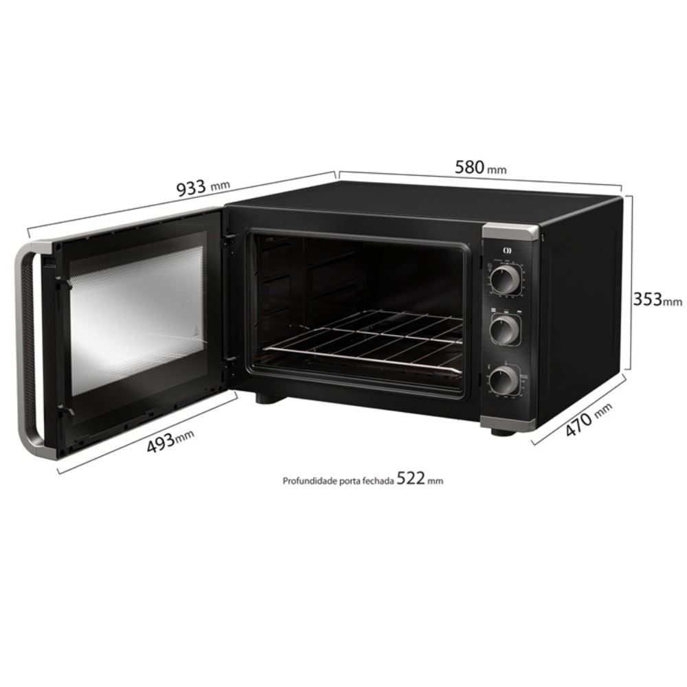 Forno Elétrico Mueller Mfb50k 50 Litros Preto Com Grill