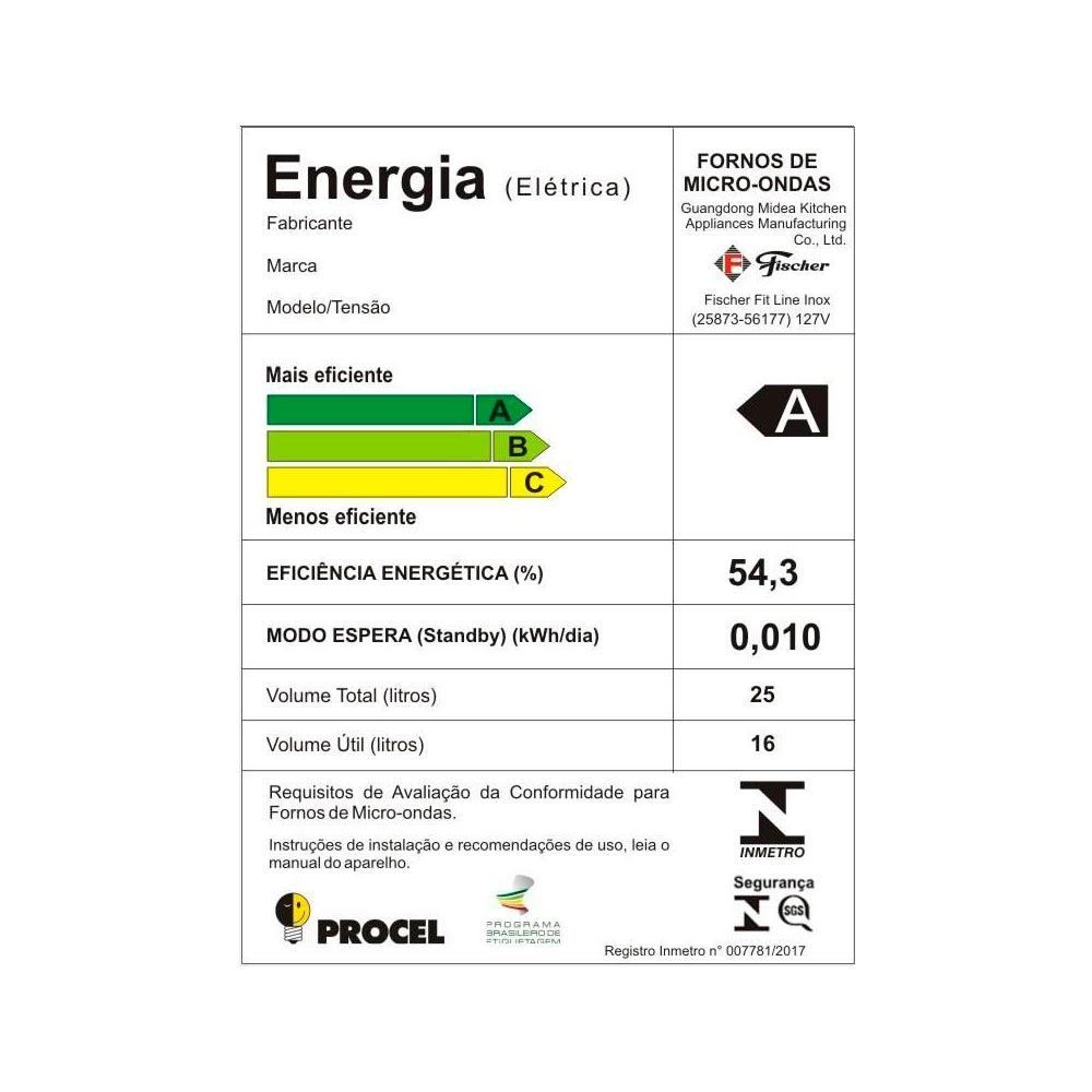 Micro-ondas de Embutir Fit Line 25 Litros Fischer