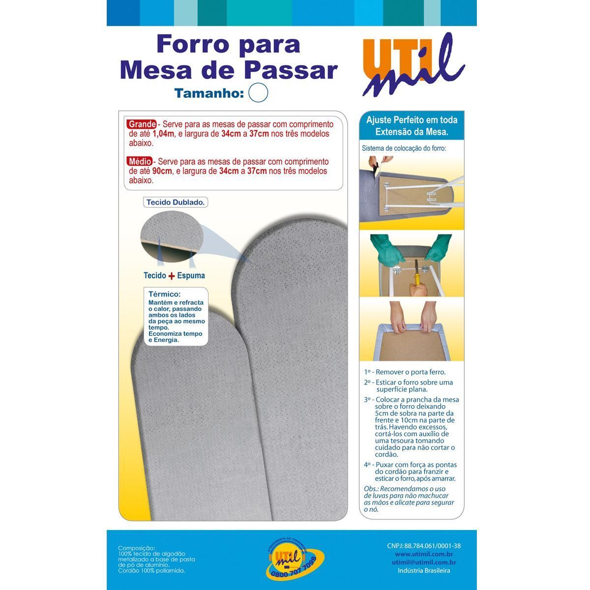 Forro para Tábua de Passar 1,20X43cm Utimil - Mescla
