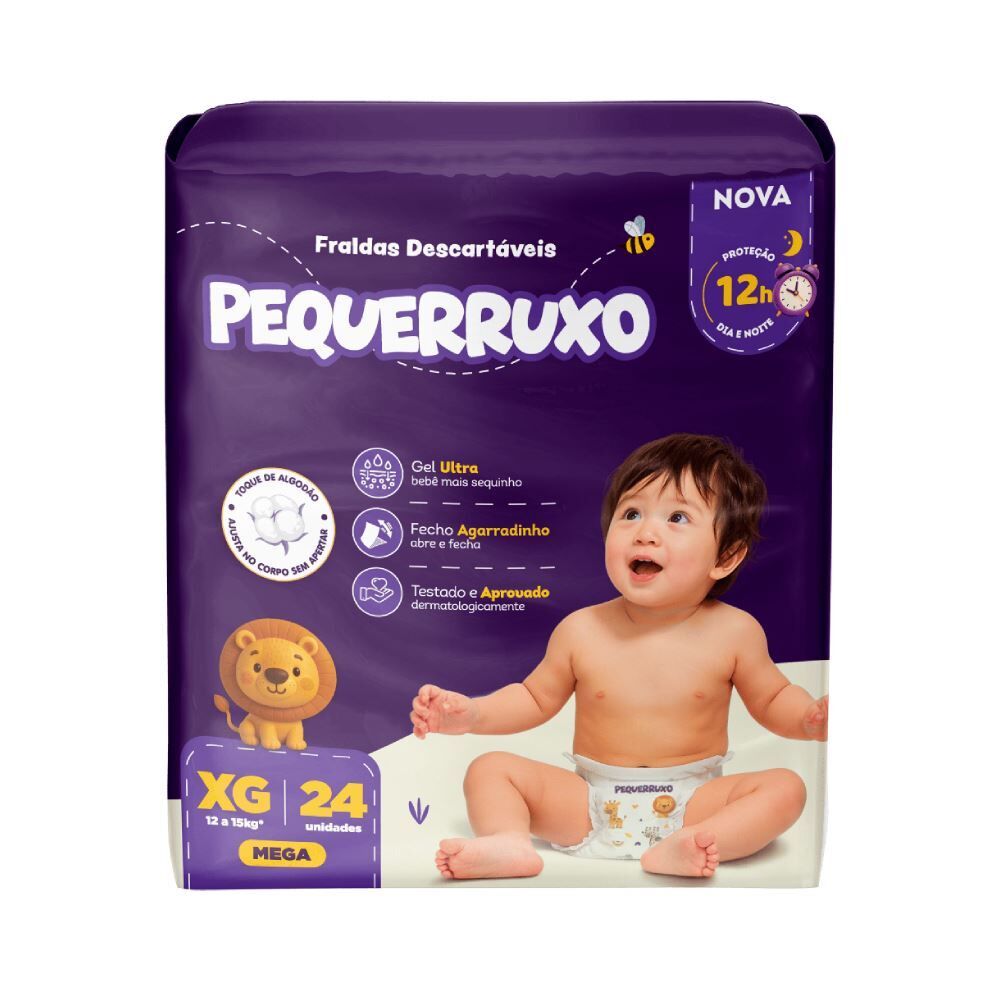 Fraldas Descartavéis Pequerruxo Baby Mega Xg - 24 Unidades