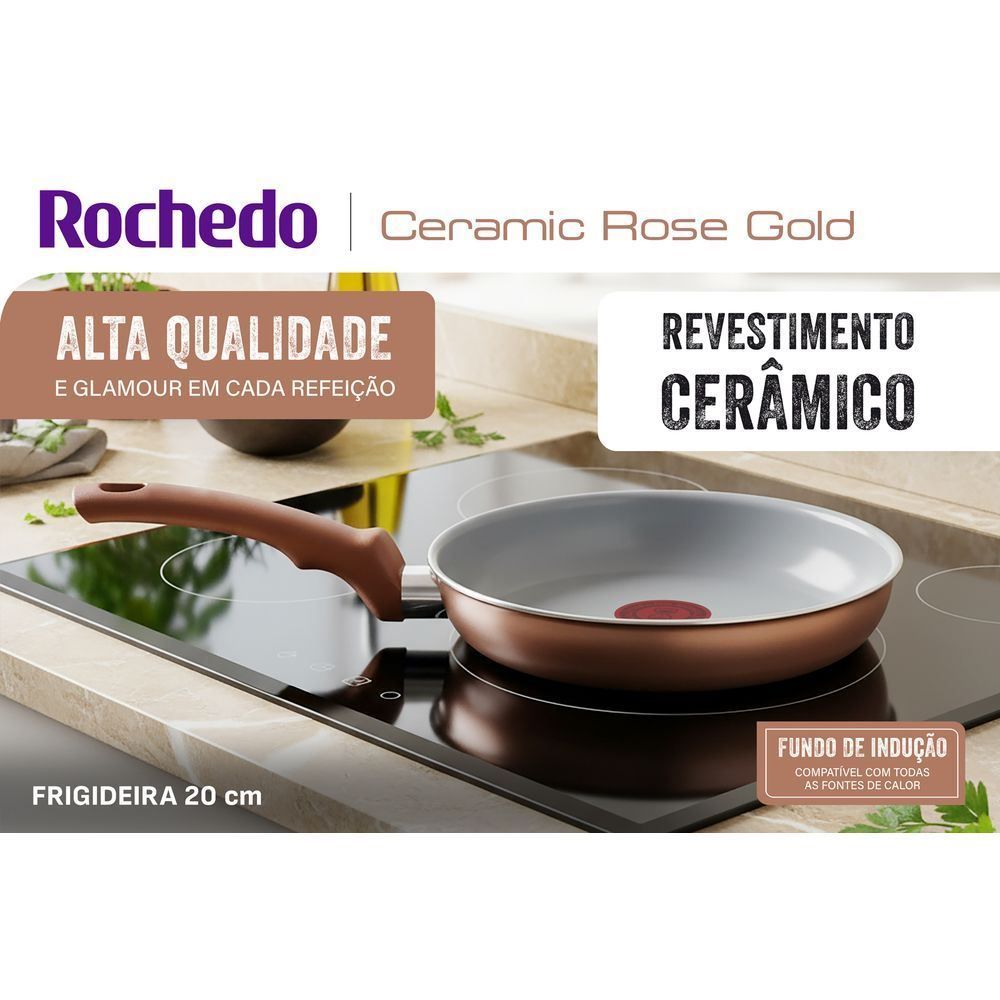Frigideira 20Cm Rochedo Ceramic Rose Gold - ROSE GOLD