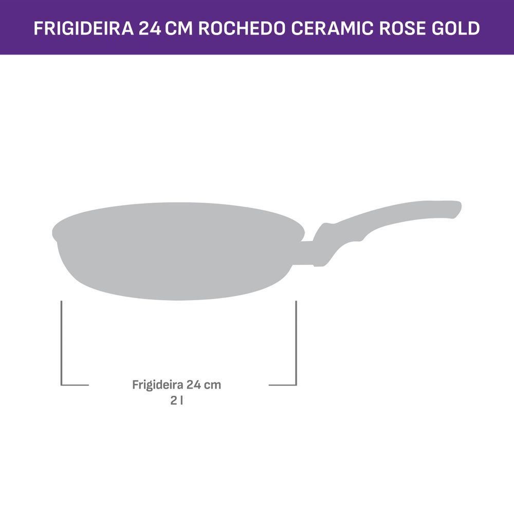 Frigideira 24Cm Rochedo Ceramic Rose Gold - ROSE GOLD