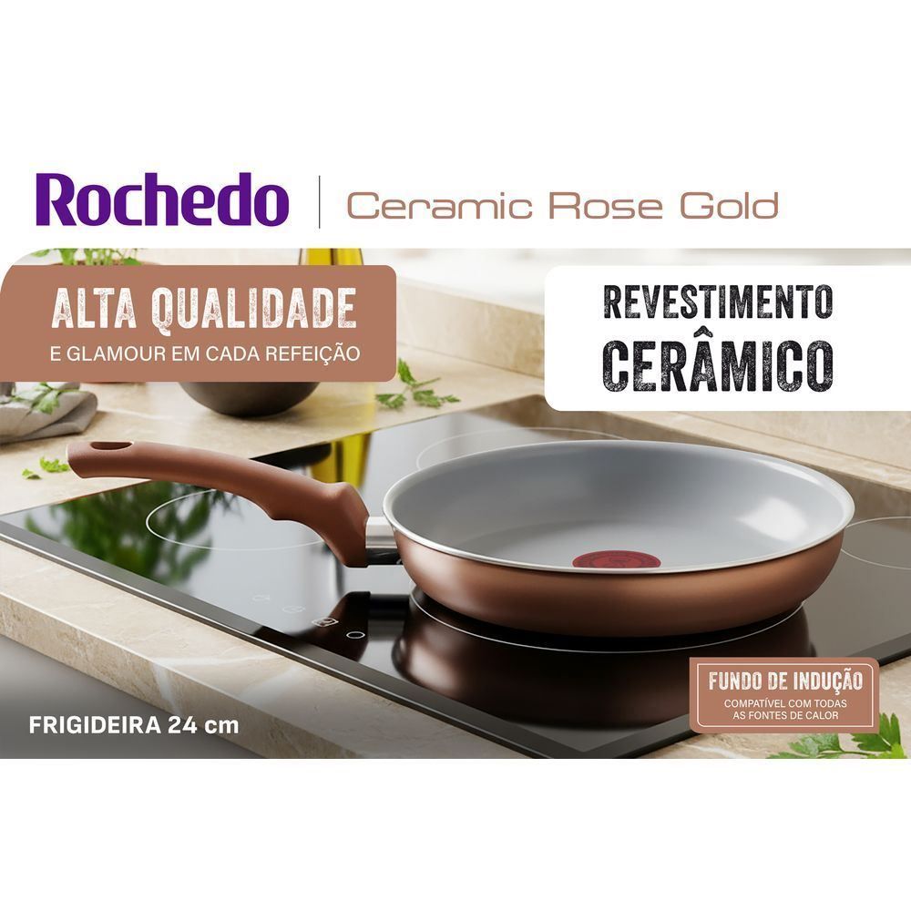 Frigideira 24Cm Rochedo Ceramic Rose Gold - ROSE GOLD