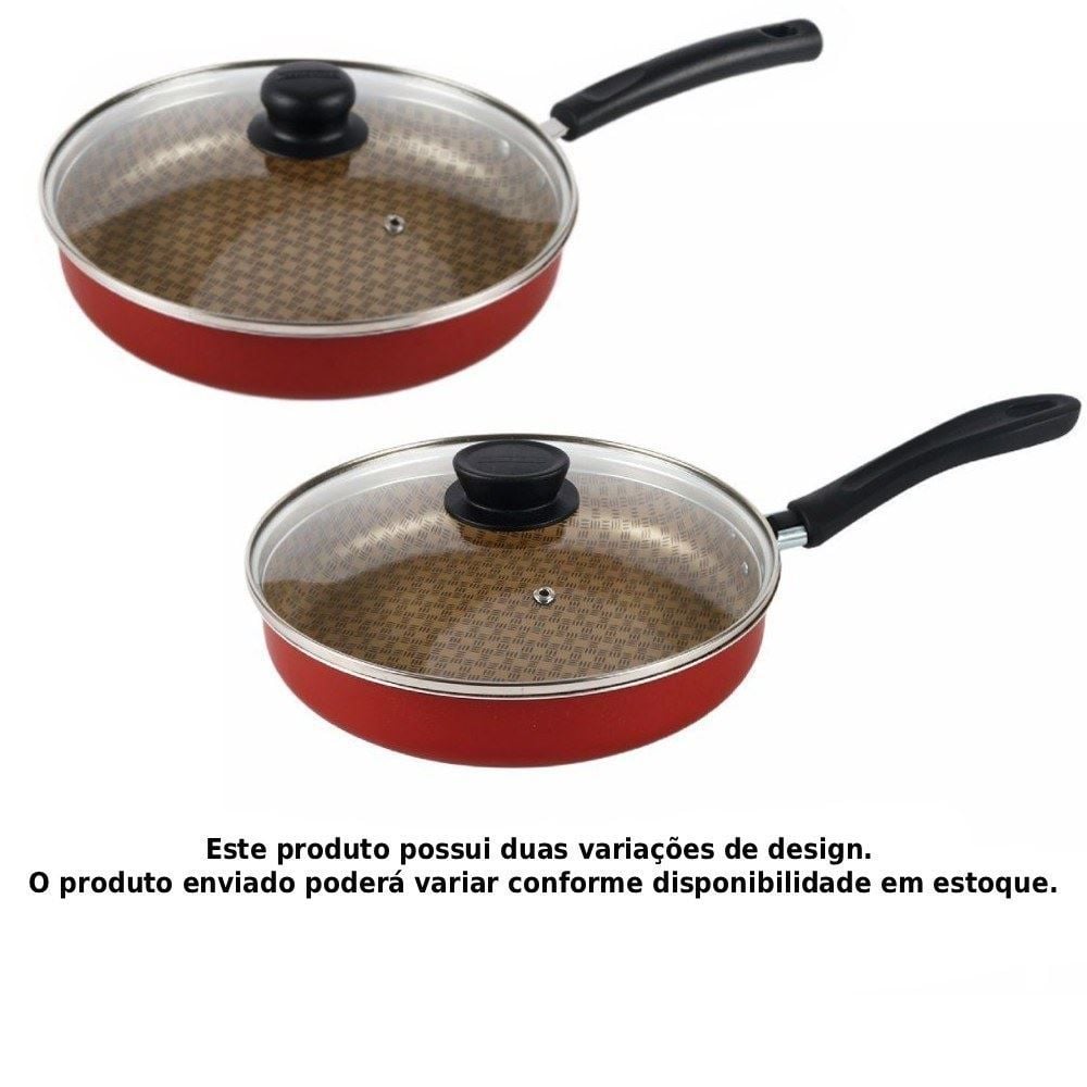 Frigideira Reta com Tampa Califórnia Tramontina 24Cm - Vermelho