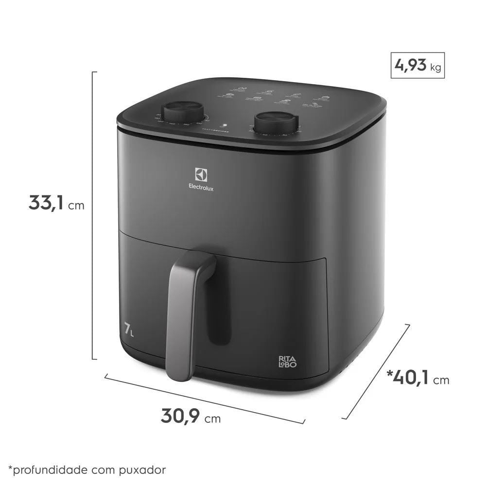 Fritadeira Air Fryer Electrolux por Rita Lobo 7 Litros Efficient 1700W EAF70