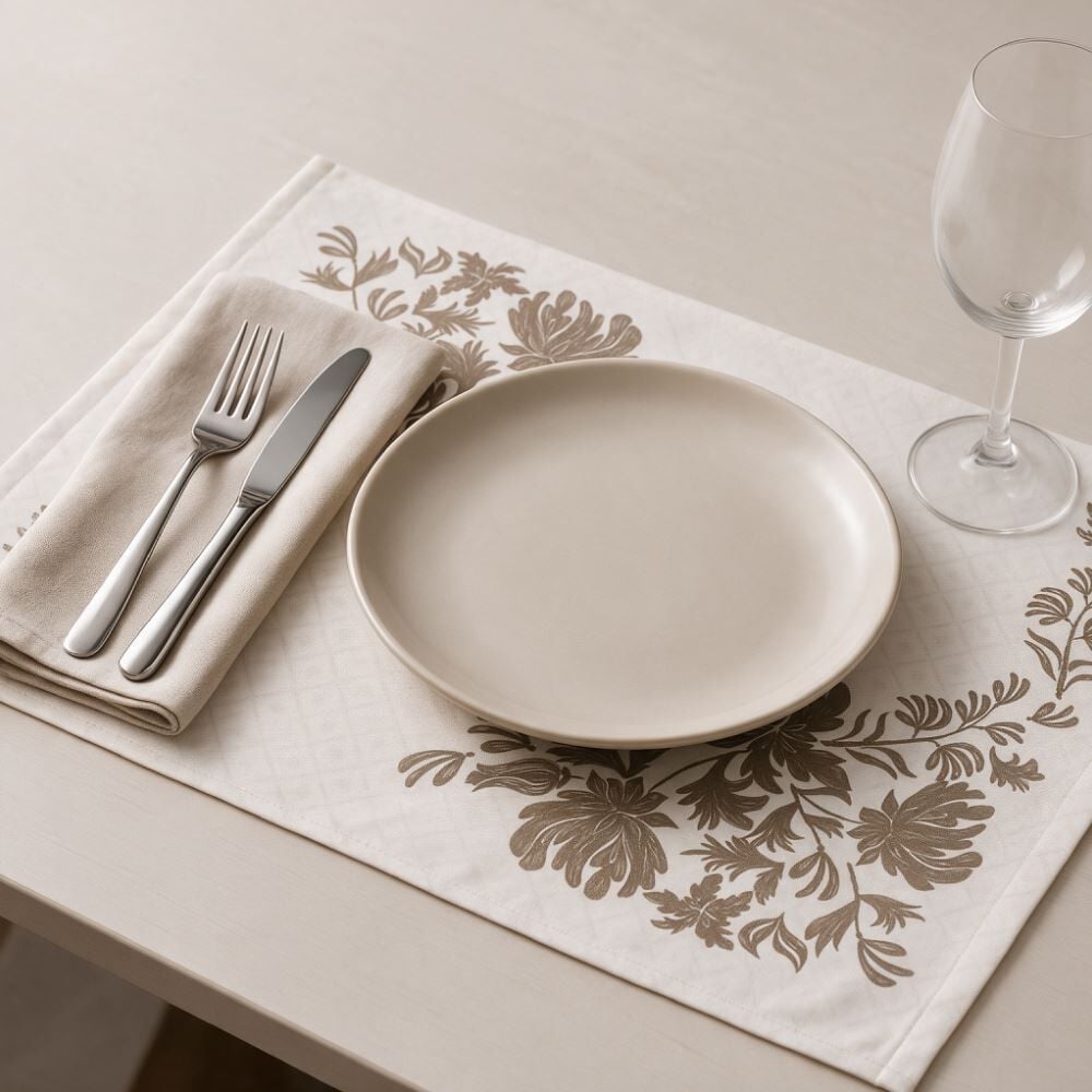 Fundo de Prato Retangular 45X31cm Clean Athenas Döhler - Floral Marrom