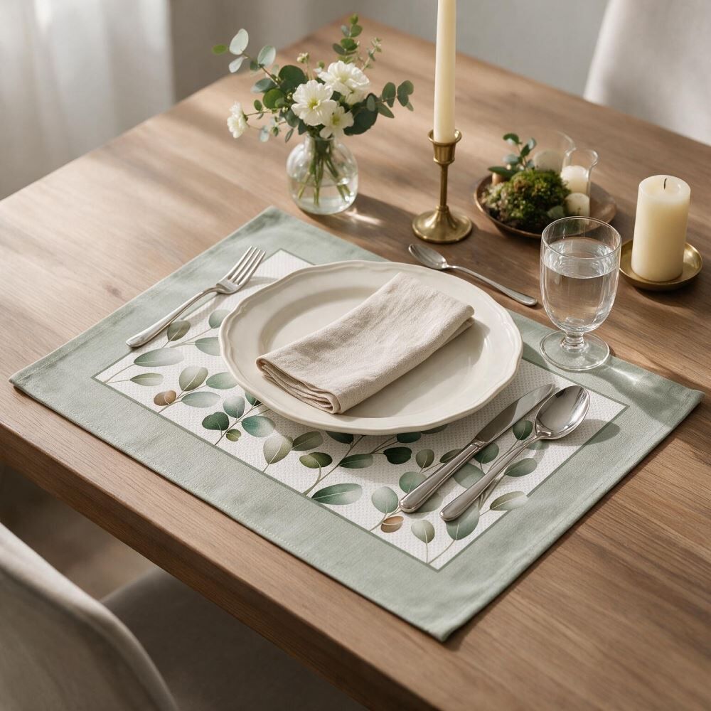 Fundo de Prato 45Cm X 31Cm Clean Renova Döhler - Folhas Verdes