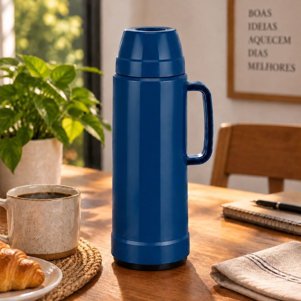 Garrafa Térmica de Rolha Use Mor 1 Litro - Azul
