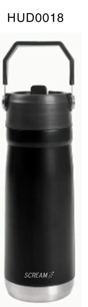 Garrafa Térmica Inox com Canudo 650Ml - PRETO