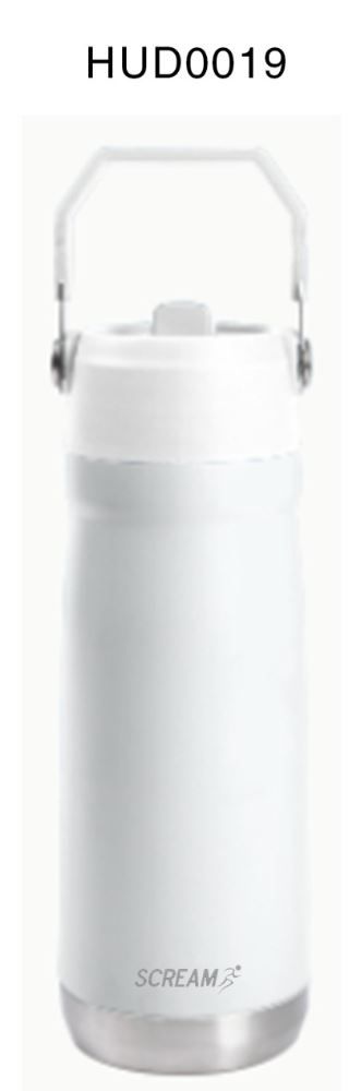 Garrafa Térmica Inox com Canudo 650Ml - BRANCO